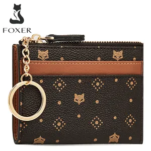 Foxer Pvc Klassieke Vintage Bedrukte Portemonnee Vrouwen Rits Portemonnee Vrouwelijke Mini Draagbare Tas Met Kaartsleuf