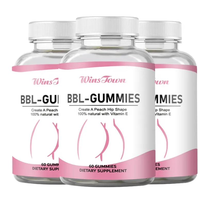 Wisntown BBL Gummies creat pêssego forma quadril 100% natural com Vitamina E Private label quadril bunda grande suplementos dietéticos 60 Gummies
