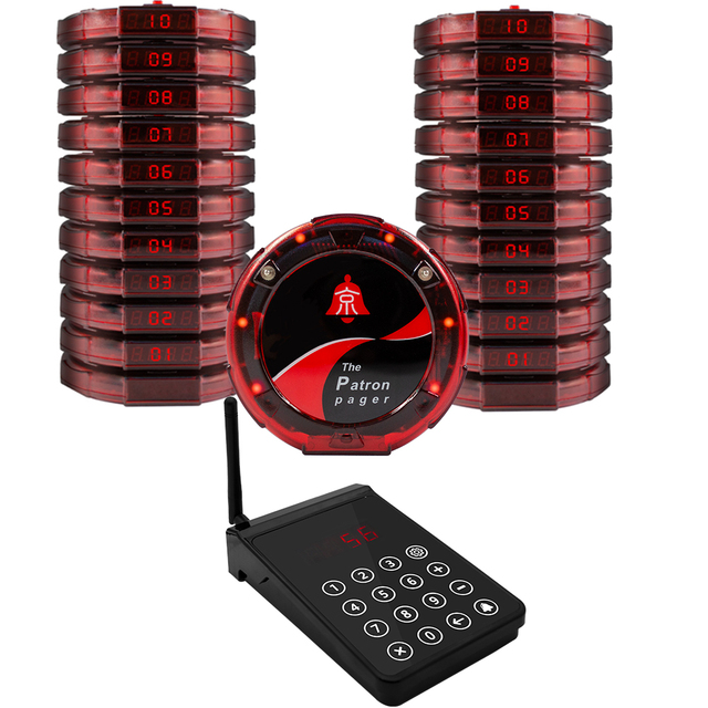 New Restaurant Queue Management System Wireless Coaster Call System with 20 Pagers