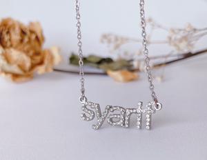 שרשרת עם יהלום מלא שם יהלום מלא שרשרת ריינסטון מותאמת אישית - Product Image 5