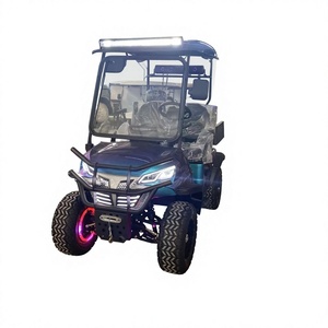 Véhicule tout-terrain électrique surélevé 2 places avec boîte de chargement, barre lumineuse LED sur le toit et barre de protection avant, chariot de golf - Product Image 1