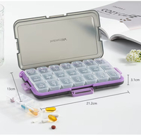 Boîte à pilules personnalisée à 21 compartiments, organiseur de pilules hebdomadaire 7 jours, 3 fois par jour, étui de rangement portable pour médicaments