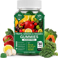 Vegan Super Fruit & Groente Gummies 35+ Volledige Voedingsingrediënten Suiker Vrij Groene Multivitaminen voor Gezondheidszorg 60 Stuks