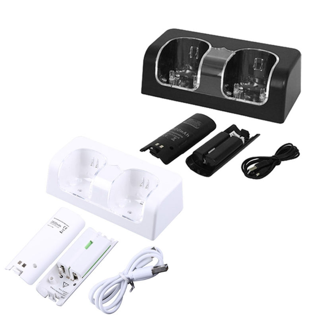 2 in 1 Charging Dock for Wiis Charger With 2 2800mah Rechargeable Battery for Wiis U Remote Controller Dual Charging Station