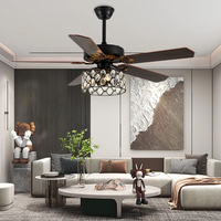 Style campagnard E27 prise ventilateur de plafond lampe lumière LED conception de Cage de fer pour salle à manger salon chambre télécommande pour bureau à domicile