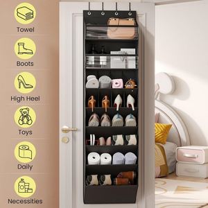 Heavy-Duty Large Capacity 10-Tier Over Door <b>Shoe</b> Rack with Bamboo Baffles Anti-Scratch <b>Hooks</b>, for Closet Dorm Home Organization - Product Image 3