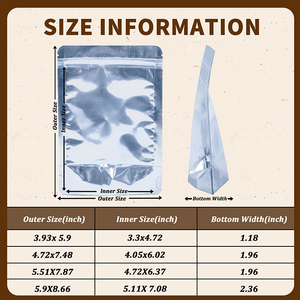 Silver Transparent Food Packaging Baggies Aluminum Foil Zip Lock Plastic Stand up <strong>Pouches</strong> with Ziplock and Clear Window - Product Image 3