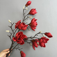 Große Rustikale Vintage Magnolie Künstliche Pflanze Umweltfreundlich 100cm Eva-Kunststoff Heimdekoration mit Zweigen für Zuhause oder Büro