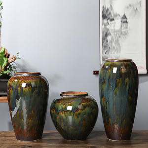 Vases chinois faits à la main rétro vintage nordiques, poterie rustique, vase à fleurs shabby chic pour hôtel, vase en céramique antique pour le sol - Product Image 1