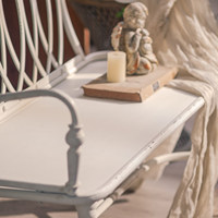 Banc de jardin en fer forgé de style français, chaise de patio avec dossier, banc long en métal pour villa, cour