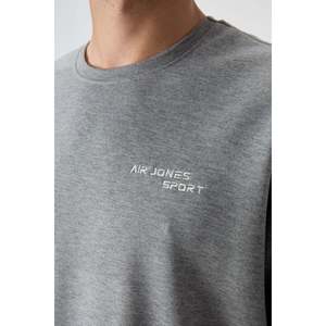 Conjunto Deportivo para Hombre en Algodón Gris Melange, Grueso, Suave, Texturizado, Corte Holgado, Bordado - 85252 - Gb melange/gb melange - Product Image 3