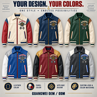 Veste universitaire en cuir véritable trois tons personnalisée avec patch brodé appliqué, veste de baseball en cuir de vachette ciré à blocs de couleur pour homme