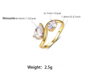 卸売ダブル<span class=keywords><strong>Moissanite</strong></span>デザイナー18K金メッキ反変色ジュエリーファッション925シルバー2.5CT VVS1 GRA <span class=keywords><strong>Moissanite</strong></span>リング - Product Image 6