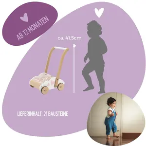 <span class=keywords><strong>Chariot</strong></span> éducatif en <span class=keywords><strong>bois</strong></span> pour enfants avec blocs <span class=keywords><strong>de</strong></span> construction marchettes d'apprentissage interactives - Product Image 4