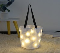 Sac seau en coton LED personnalisé pour Halloween, lumineux dans le noir, rechargeable, vente en gros, OEM ODM, avec logo personnalisé, sac citrouille pour bonbons ou farces