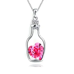 Creative Ladies Wishing Bottle Crystal Jewelry Romantic Valentine Girl Gifts Fashion Women Pendant Necklace Jewelry