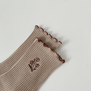 Nuevos Calcetines <span class=keywords><strong>de</strong></span> Mujer con Volantes y Bordado Floral Vintage Estilo Japonés 2026, Calcetines Holgados para Otoño al por Mayor - Product Image 3