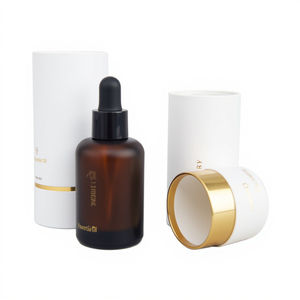 Luxury Custom Round Kraft Paper Packaging Tube, White Cylinder Gift <b>Box</b> For Cosmetic Container, Perfume And Essential Oil Vials - Product Image 4