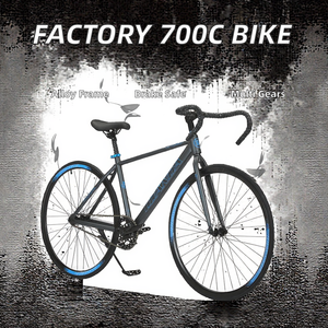 Nouveau style Vélo de course sur route avec cadre en alliage d'aluminium 6061, freins à disque et pédales ordinaires, tailles 50/55/60cm, 700c - Product Image 2