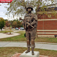 Sculpture de guerrier en bronze grandeur nature pour jardin extérieur, statue d'armée de Stalin