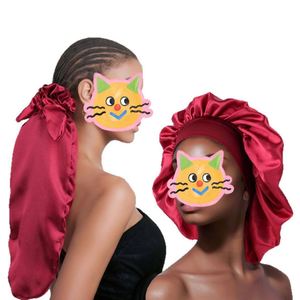 Grands bonnets de nuit longs doux doublés de satin pour tresses, bonnets larges, chouchous, foulards élastiques pour cheveux, cadeau promotionnel - Product Image 1