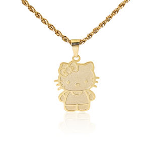 Toptan kişiselleştirilmiş paslanmaz çelik 18k altın kaplama özel sevimli kedi karikatür karakter kolye moda takı kadın hediye - Product Image 1