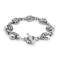 Bracelet à maillons en forme de cœur pour homme, breloques d'oreilles en acier inoxydable avec fermoir OT, bijoux faits à la main