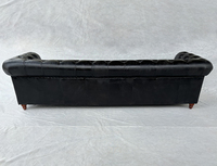 Ensemble de canapés Chesterfield en cuir brun rustique avec boutons