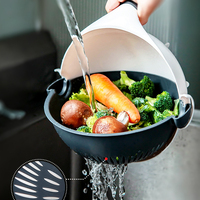 Coupe-légumes et fruits multifonctionnel 9-en-1 avec panier de drainage, mandoline, trancheuse, râpe et hachoir pour la cuisine et la maison