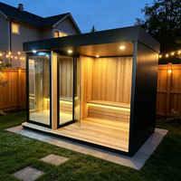 Sauna traditionnel en bois de pruche avec douche, poêle à vapeur extérieur, cabane en bois