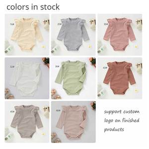 Monos de Manga Larga de Algodón Orgánico con Volantes para Bebés Niñas, Monos Cortos de Manga Corta para Bebés - Product Image 2