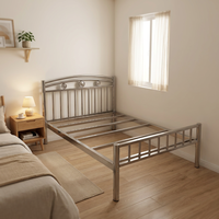 JYLG001 #   Cadre de lit moderne en acier inoxydable avec 11 poutres, hauteur réglable, tête de lit soudée pour hôtels, salons, hôpitaux