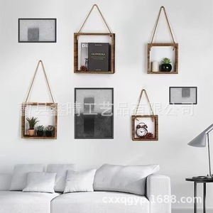 Wooden Wall Mounted Square <b>Shelf</b> Solid Wood Hanging Storage <b>Rack</b> For Living Room Bedroom Display - Product Image 1