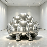 Escultura Abstracta de Acero Inoxidable Pulido Espejo, Arte Metálico Moderno de Lujo para Decoración de Vestíbulos de Hoteles y Parques, OEM
