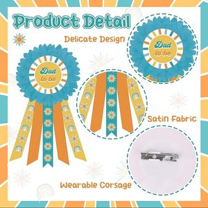 Voici la ceinture de maternité pour la fête prénatale avec épingles de corsage « Future maman » et « Future <span class=keywords><strong>papa</strong></span> », ceinture ventrale florale style bohème rétro pour la grossesse - Product Image 4