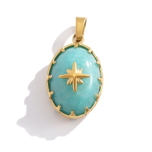 HB0701 จี้หินธรรมชาติแฟชั่นสุดฮิต ชุบทอง 18K สแตนเลส รูปดาว <span class=keywords><strong>งู</strong></span> พระอาทิตย์ เครื่องประดับผู้หญิง ไม่ลอกสี - Product Image 5