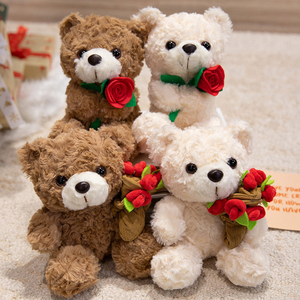 <b>Cute</b> Cartoon Holding Flower Teddy <b>Bear</b> Plush Toys Graduation Christmas Hat <b>Bear</b> Plushie Dolls Girl Valentine's Day Gift - Product Image 3