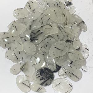 Rutilo blanco natural Cristal de calidad fina Varias formas-Cojín de pera ovalado redondo Facetado Sin cortar Azul 20mm Piedras traseras planas - Product Image 6