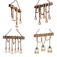 Luminaire suspendu LED rétro Zhongshan en corde de chanvre et bambou pour restaurants, cafés, magasins de vêtements, comptoirs de bar, décoration élégante en bambou
