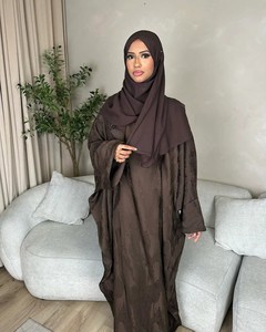 Vestido <span class=keywords><strong>Kaftan</strong></span> Abaya de Tela Jacquard de Seda Satén con Mangas de Mariposa, Cinturón Interior, Elegante Vestido Maxi para Mujer, <span class=keywords><strong>Kaftan</strong></span> Abaya para Eid - Product Image 1