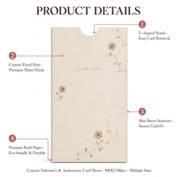Boîte en papier kraft en gros avec rabat, motif floral rose, insert enveloppe pour cartes et invitations de mariage