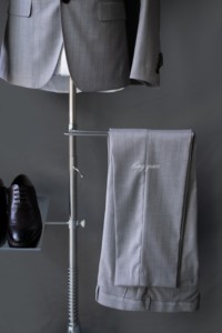 <span class=keywords><strong>Tuta</strong></span> in lana a righe grigio chiaro da uomo di alta qualità/Set formale con cerniera Plus Size tessuto traspirante per balli da matrimonio - Product Image 4