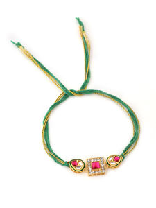 Pulsera Premium Minimalista con Motivo Kundan, Diseño Contemporáneo, Regalo para el Festival Raksha Bandhan para Hermano, Colección Hecha a Mano - Product Image 2