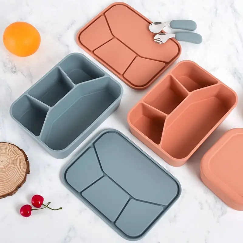 Eco-friendly Silicone Lunch 4 Square lunch Box