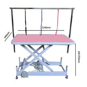 Table de toilettage électrique pour chien 1240 mm x 640 mm, hauteur réglable, équipement de toilettage pour animaux, structure métallique avec sangles de suspension - Product Image 1