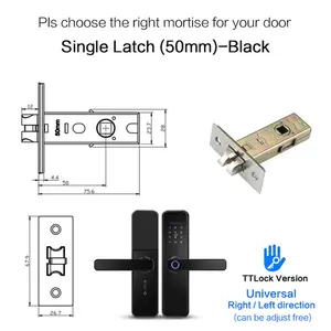 Door Lock Lock Cheap Smart Door Lock With TT Lock APP / Tuya APP Remote Control Fingerprint Door Lock With WIFI And Time Records