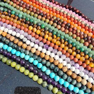 ลูกปัดหินธรรมชาติกลมเรียบแท้100,ลูกปัดคริสตัลสำหรับ DIY - Product Image 3