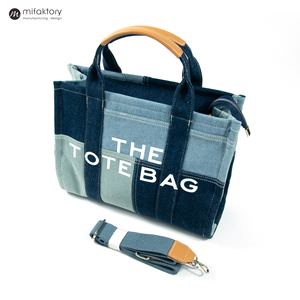 Sac fourre-tout en denim personnalisé avec lettres brodées sac fourre-tout rétro élégant de grande capacité pour la mode des filles - Product Image 3