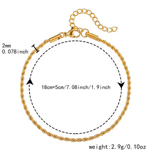 Bracelet en acier inoxydable à chaîne torsadée unisexe, bijoux géométriques, collection Printemps 2026, origine Yiwu - Product Image 4
