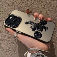Casing Handphone TPU PC Motif Pria Biker Berlapis Perak Elektroplating untuk Iphone Xr Xs 11 12 13 14 15 16 17 18 Pro Max